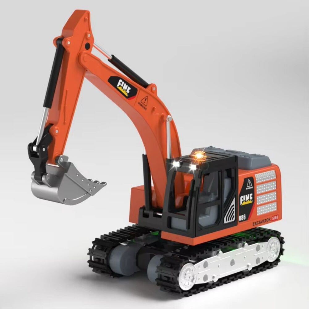 Excavator RC mini Metal. LED lights all terrain waterproof. Orange